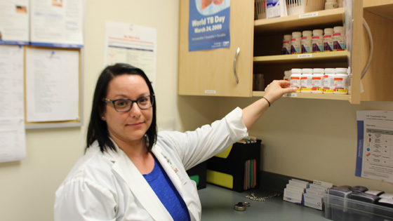 Andrea Moore in clinic room 