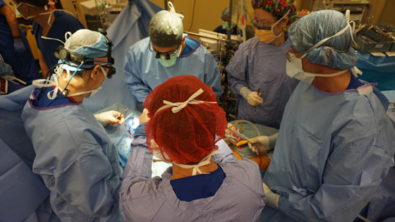 Team in OR performing a surgery