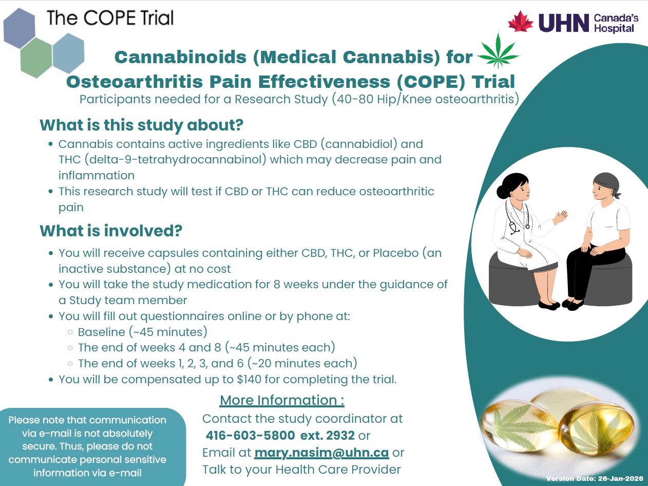 Study Participants Needed: Cannabis for Osteoarthritis Pain Poster