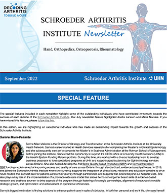 Schroeder Arthritis Institute Newsletter September 2022