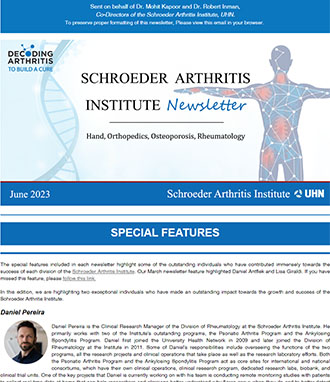 Schroeder Arthritis Institute Newsletter June 2023