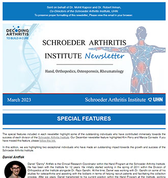 Schroeder Arthritis Institute Newsletter March 2023