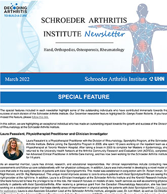 Schroeder Arthritis Institute Newsletter March 2022