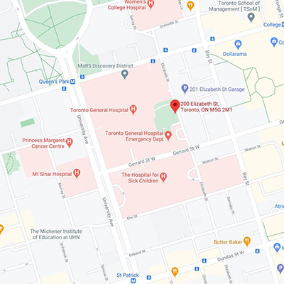 map showing location of Women's Health Program at UHN