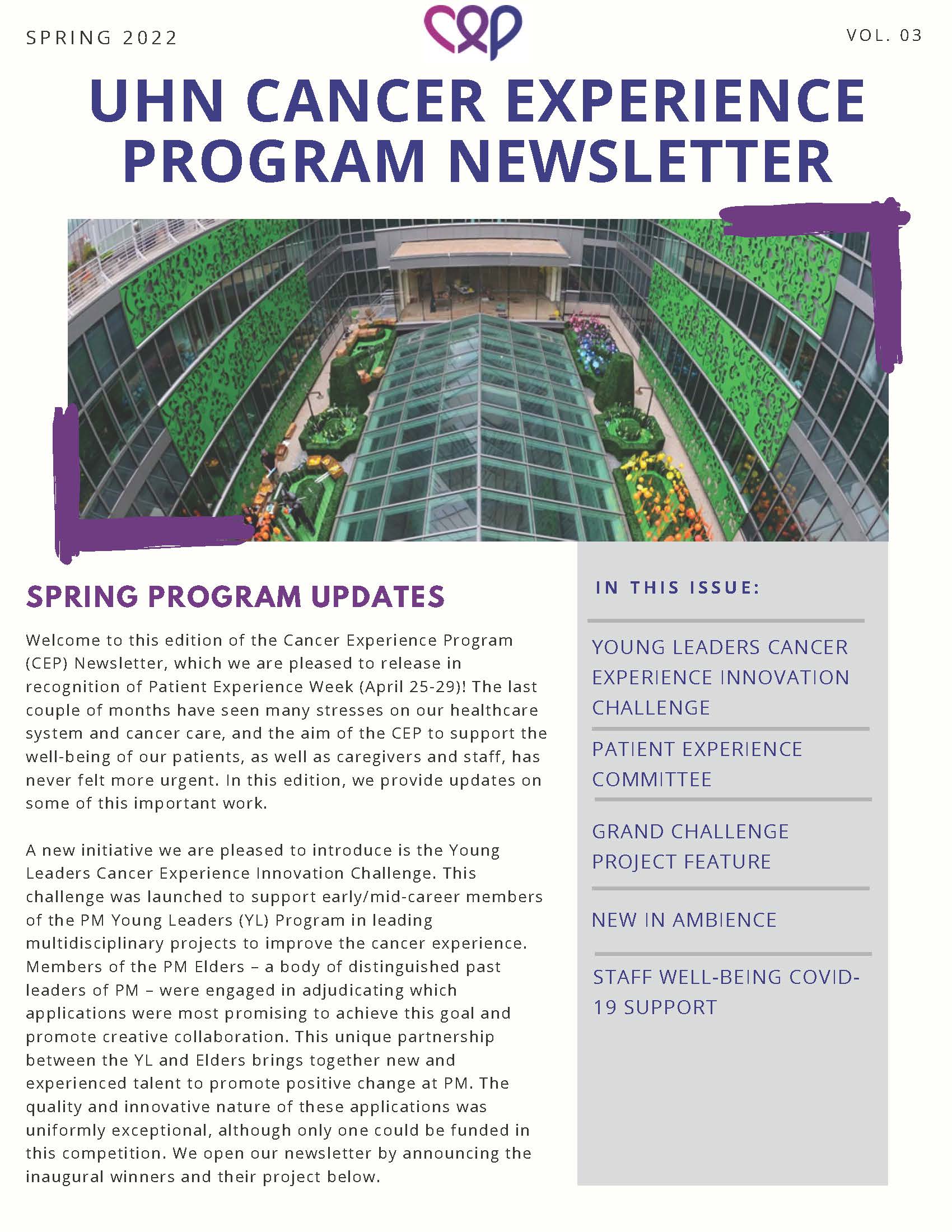 Cancer Experience Program Newsletter Spring 2022