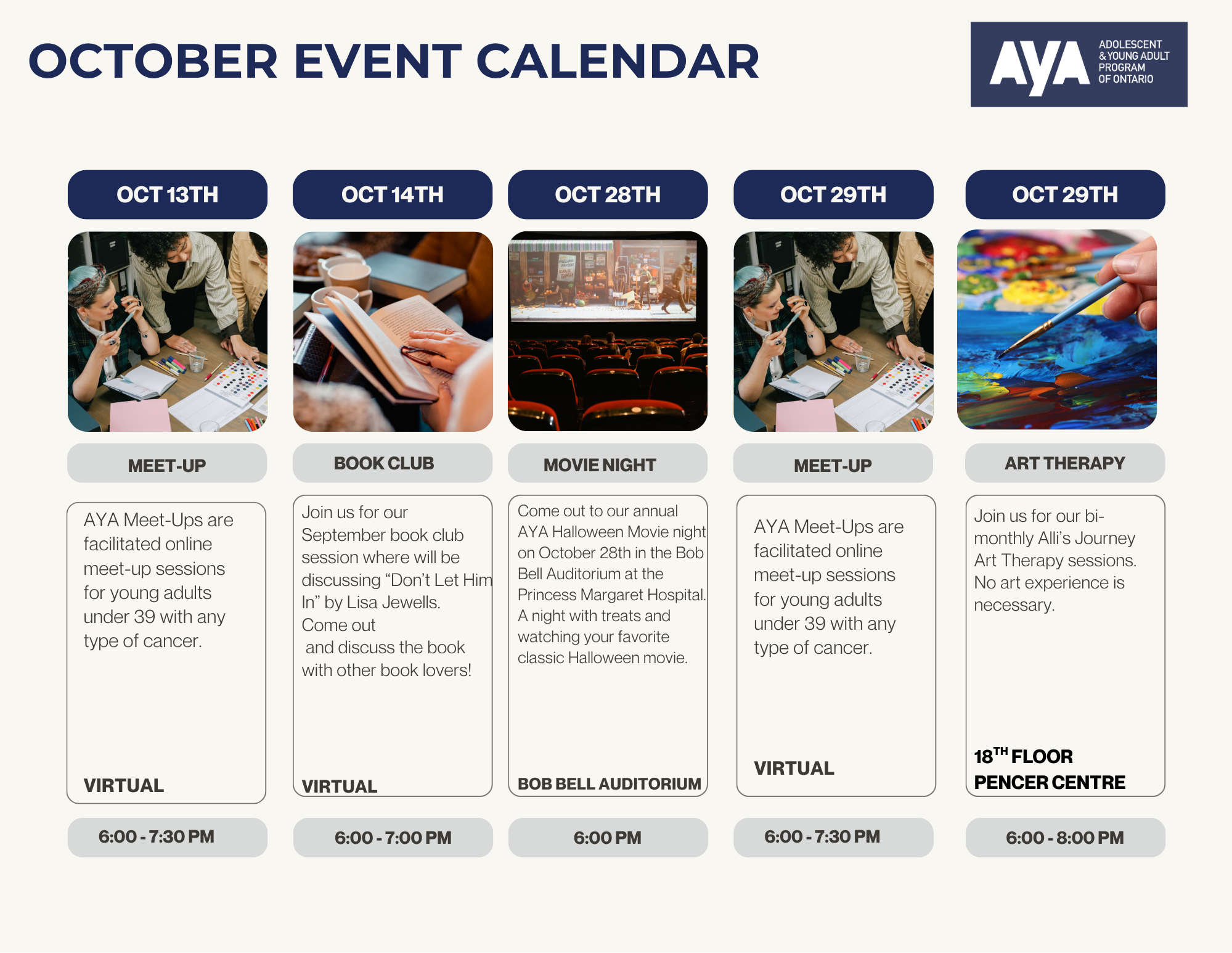 AYA Events for October
