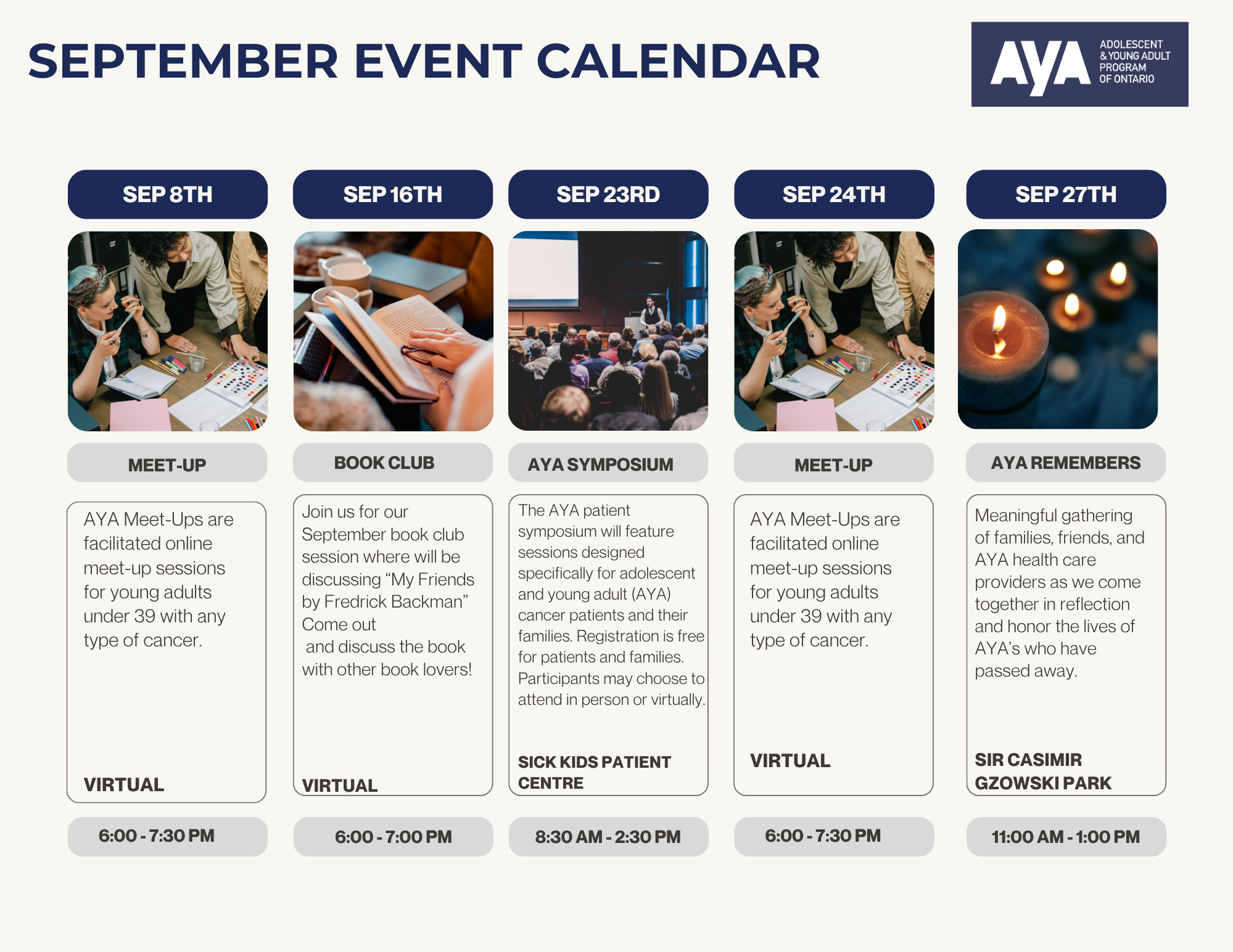 AYA Events for September
