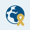 icon of earth with a yellow ribbon