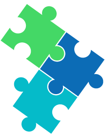 three connected puzzle pieces