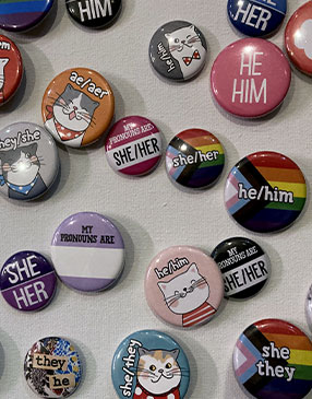 pins with different pronouns