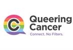 Queering Cancer logo, letter C surrounded by rainbow speech bubble
