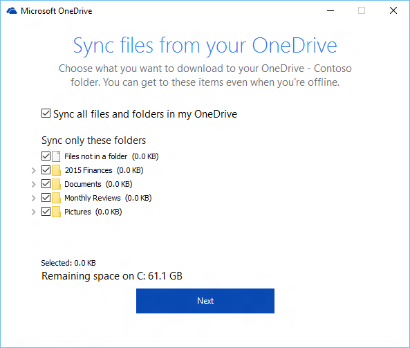 OneDrive Sync Message
