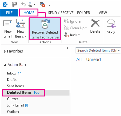 Recovering Deleted Email in Outlook