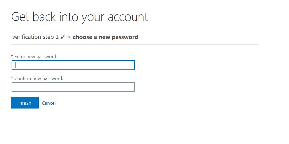 password reset - new password