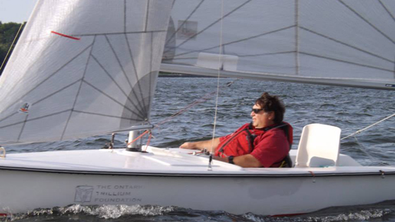 Steve Franczuz in a sail boat