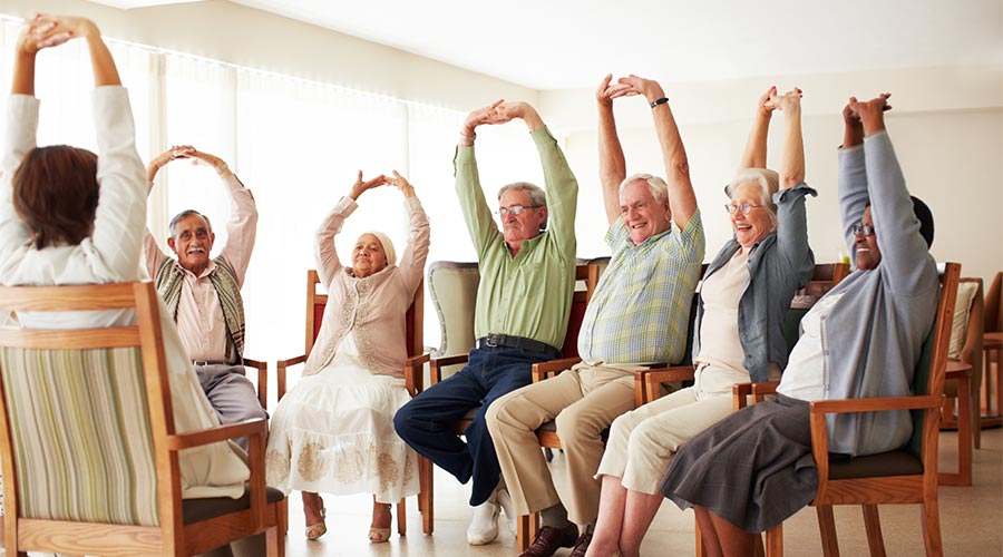 Group of seniors exercising 