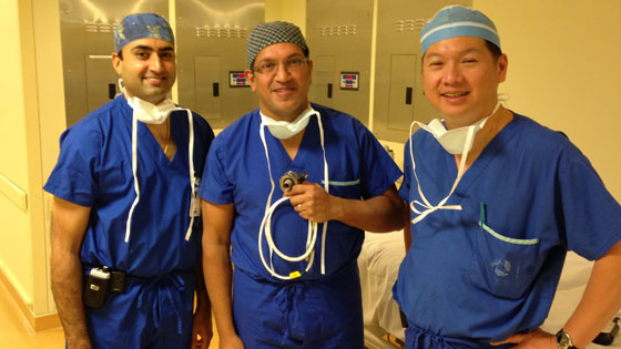 Image of three cardiac surgeons -- Dr. Mitesh Badiwala, Dr. Vivek Rao, Dr. Terry Yau.