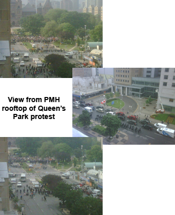 PMH view from rooftop of Queen's Park protest image