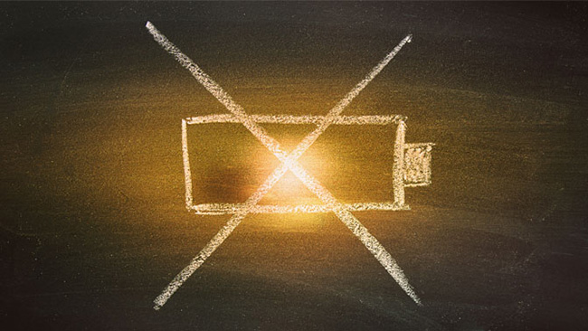 Chalk image of battery with “X”