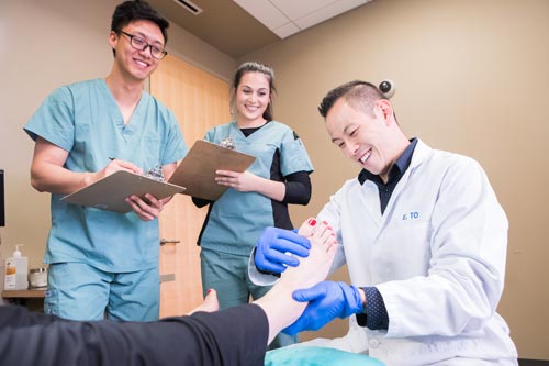 Chiropody students in clinic