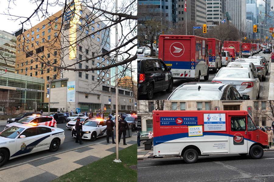 Canada Post and Emergency vehicles offer drive-by salute