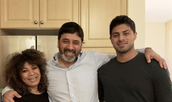 Milan Shahani with her husband and her son