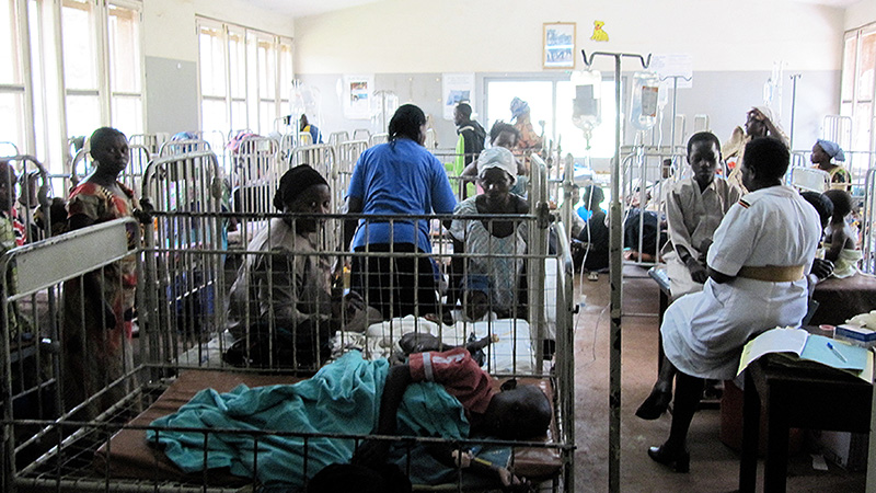 Crowded hospital ward in Africa 