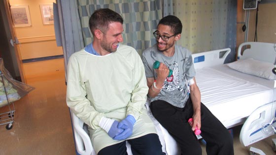 Jared and Herby in hospital room 