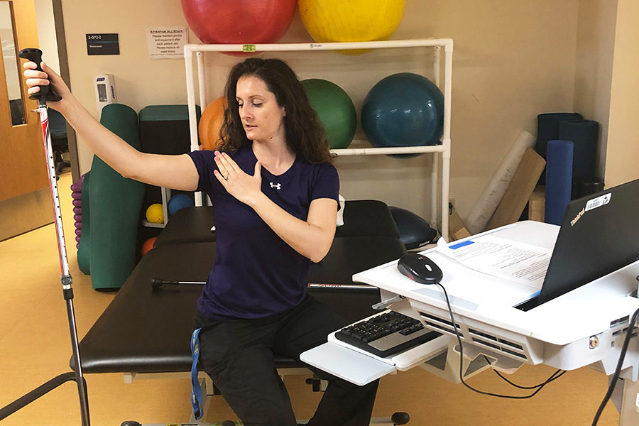 Woman doing arm exercise 