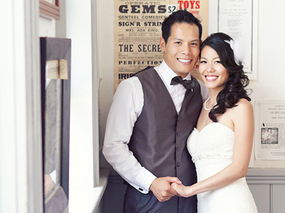Hung Hong (left) and his wife, Cindy Chow (right) on their wedding day in 2013