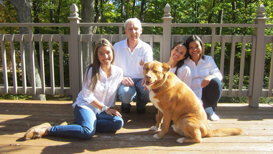 Image of Steven Burns, second from left, at home with his family