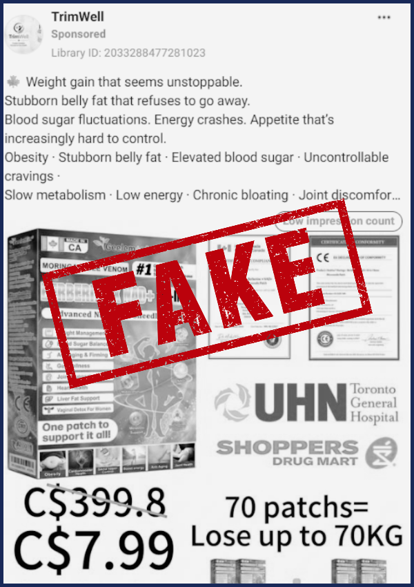 Sample of a fraudulent ad