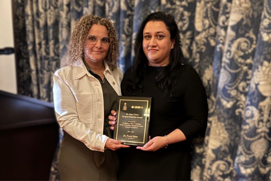 Dr. Preeti Dhar, recipient of the inaugural Dr. Sean Cleary Award, is being honoured for her commitment to equity and inclusivity in surgical education