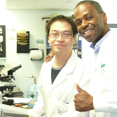 Carson Chan, Medical Laboratory Technologist and Derrick Edwards, Technician, Laboratory Medicine Program