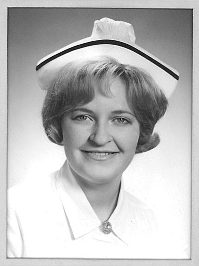 Carol Spiegelberg in 1964 graduation photo 