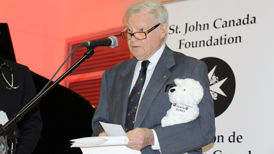 John B. Newman at the Quincy dog presentation ceremony 