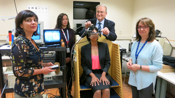 Image of Researchers train the patient to use her PRL to read