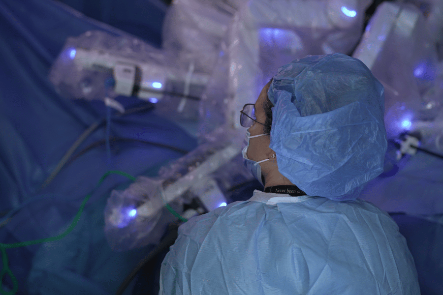 Staff with robotic surgery machine
