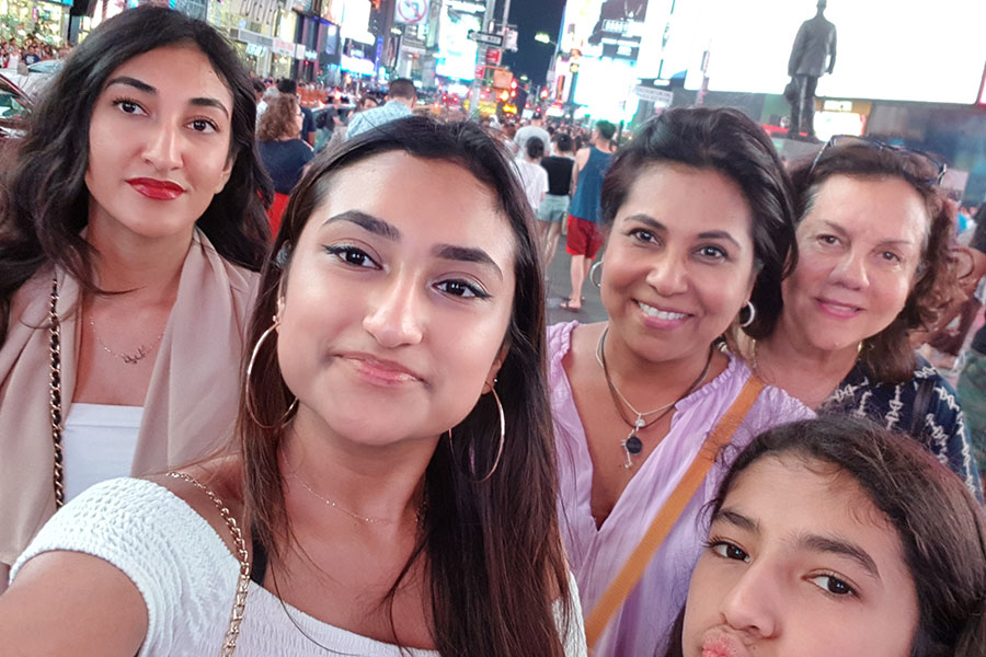 Alisha with daughters/godmother in NYC