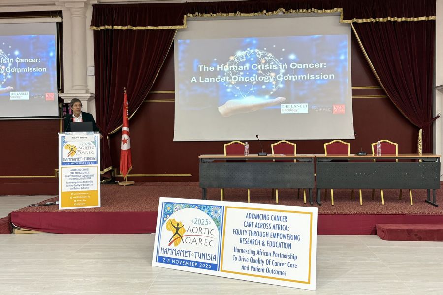 Dr. Gary Rodin speaking at the launch of the Lancet Oncology Commission report on the human crisis in cancer