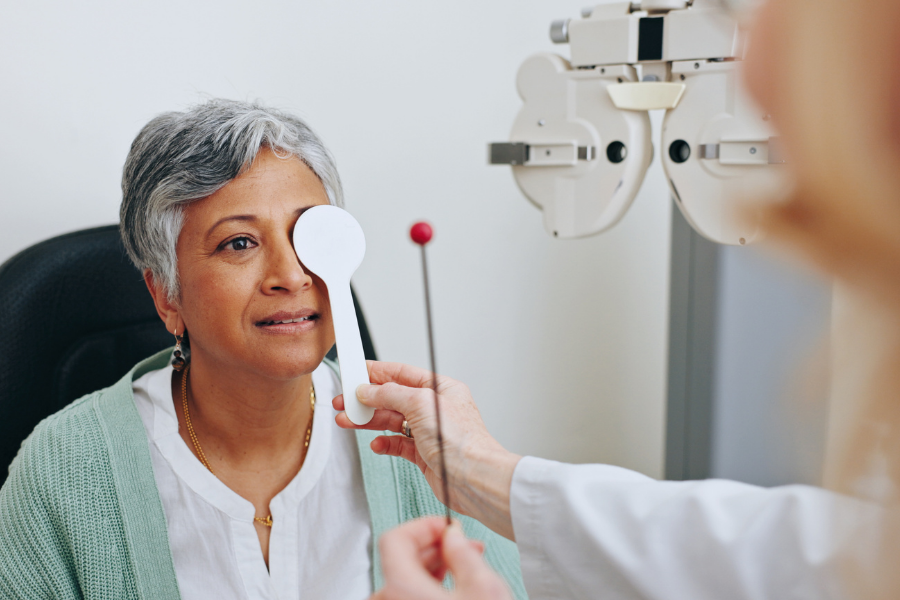 Older Woman getting eye exam