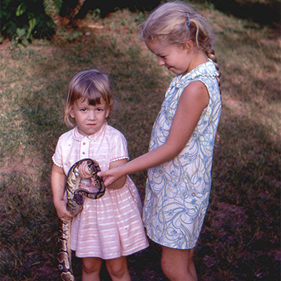 Laurie Ailles with a snake