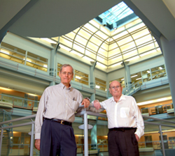 Picture of Doctor James Till, a biophysicist, and Ernest McCulloch, a haematologist standing together