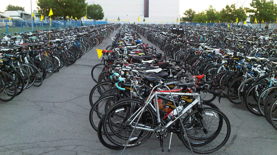 Image of Thousands of bikes parked at camp