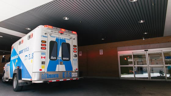 Ambulance at hospital door