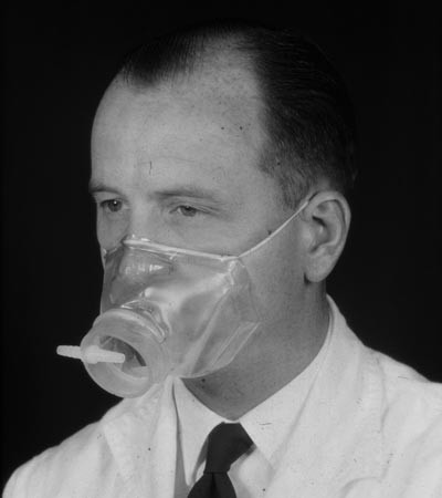 Dr. Fairley wearing oxygen mask